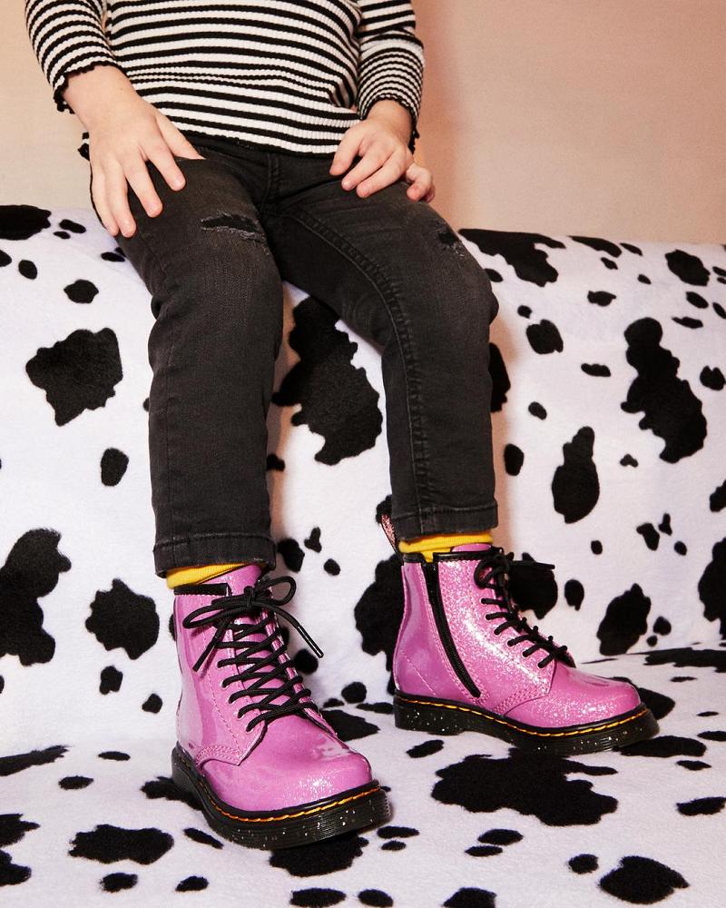 Dr Martens Toddler 1460 Glitter Snørestøvler Børn Lyserød | DK 692VRW